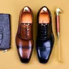 Шнуровка итальянских мужских формальных туфлей натуральная кожа свадебный бизнес Oxford Party Broge Broge Broge Brouit Black Coffee квадратная головная обувь обувь