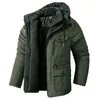 Hiver épais chaud veste hommes décontracté épais à capuche coupe-vent Parka couleur unie grande taille multi poche hommes veste S-2Xl 211204