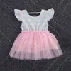 6m-5Y Summer Born Maller Baby Kid Girl Dress Rainbow Striped Raffle Star Cekiny Tulle Tutu na urodziny 210515