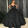 Wedding Dresses Bridal Gowns Brides Wear Full Length 3D Rose Flowers Black Burgundy Red Lace Up Back vestido de noiva