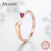 100% 925 sterling Silver Two Hearts Ring, Mistletoe Rose & Red CZ Clear Compatible with European Engagement Jewelry For women 210707