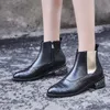 Boots Big Size 9 10 11-17 Women Shoes Ankle For Ladies Matching Color Side Zipper Insert Heel