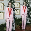 2022 Trajes de chaqueta rosa para mujer con bolsillos Vestido de dama de honor Mangas largas Vestidos de fiesta Ropa de abrigo Chaqueta Pantalones