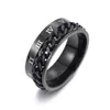 316L tytanowa stal nierdzewna rzymskie cyfry zespół męski pierścień Rolling Chain Finger Rings dla kobiet mężczyzn cena hurtowa