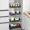 Hooks & Rails Adjustable 4/3/2 Layers Storage Trolley Shelf Movable Rack Rolling With 4 Wheels Cart Goods Kitchen Tableware