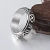Retro Stainless Steel Six-character Mantra Rings Band Rotatable Ring for Men Women Fashion Fine Jewelry