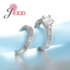 925 Stamped Sterling Silver Ring Sets 2 PCS Full African Crystal Heart Stone Rings Romantic Wedding Best Chioce