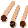 Wooden Coffee Spoon With Bag Clip Tablespoon Solid Beech Wood Measuring Scoop Tea Coffee-Bean Scoops Clips Gift SN5730