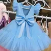 Girls Mesh Tulle Princess Dress For Kids Wedding Party Tutu Prom Vestidos Children Communion Evening Formele kleding 20220221 H1