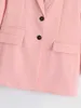 Zevity mujeres simplemente color caramelo bolsillo blazer cuello con muescas oficina dama causal elegante negocio outwear traje abrigo tops C535 210603