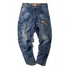 Men Harem Jeans Loose Baggy Casual Joggers Plus Size Hip Hop Denim Pants Camouflage Patchwork Streetwear Trousers Man Clothing 211108