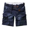 Trendiga Mens Camouflage Shorts Premium Cargo Shorts Casual Militär Stil Multi Fickor Shorts Stor Storlek Man Kläder Sommar Använd H1210