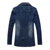 Heren Trench Coats Midd Lengte Denim Windscheper Spring herfst Jeugd Mannelijk bedrijf Handige jas Men Casual Solid Color Jean