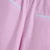 Za Patchwork rayé été Shorts femmes Vintage taille élastique rose pantalon court mode décontracté taille haute Shorts Feminino 210602