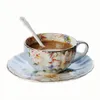 Creatieve pompoenverlichting Ontwerp Coffeware Sets Bone China Europese luxe koffiekopje en schotel met verguldengreep voor paar cadeau