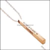 Pendant Necklaces & Pendants Jewelry Custom Personalized Vertical Bar Necklace Sier Engraved Date Name For Women Wedding Anniversary Mom Gif