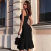 Adyce Summer Women Black Bandaż Dress Sexy Spaghetti Pasek Bez Rękawów Bodycon Club Celebrity Evening Party Lady Dress 210719