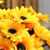 1 magnifique bouquet de tournesols en soie, décoration artificielle de haute qualité pour maison, jardin, fête, mariage, DIY, Y0630