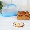 Annan Bakeware Portable Bread Box med handtag Loaf Cake Container plast Rektangulär förvaring Keeper Carrier 13Inch genomskinlig kupol fo