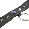 Bondage-Saphir-Zubehör, kurze Halskette aus Kunst-/PU-Leder, O-Ring-Anhänger, eingelegtes Halsband