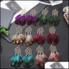 Stud Earrings Jewelry S1478 Bohemian Fashion Vintage Dreamcatcher Feather Tassel Dangle Drop Delivery 2021 Ppiex