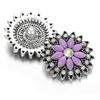 Charm bransoletki 6 sztuk/partia 18mm zatrzask metalowy przycisk biżuteria Rhinestone kwiat fioletowe guziki dla Fit DIY zatrzaski bransoletkiBangles