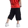 Plus -storlek sommar avslappnad shorts män bomullsgods shorts med stor ficka lös baggy hip hop shorts Bermuda militära manliga kläder W248V