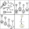 Other Body Jewelry Summer Style Umbilical Nails Navel Piercing Stainless Steel Crystal Belly Button Ring For Women 4Pcs Drop Delivery 2021 3