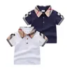 Chłopięca koszulka niemowlęca z kołnierzykiem letnia dziecięca odzież w kratę z krótkim rękawem dziecięca bawełniana bluzka na co dzień chłopięce koszule