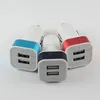 Portas USB duplas 2.1A 1A Carregador de carro de metal Adaptador de plugue colorido para iPhone Samsung Telefone inteligente