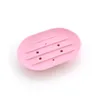 Silicone Soap Dishes Anti-skidding Oval Soaps Holder Plate Tray Leaking Mould Proof Soap Rack Kitchen Bathroom Soapbox 8 Colors