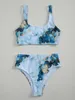 Hoge Taille Bikini Set Gele Bandeau Badpak Sexy Print Thong Dames Badmode Two-Pieces Bather Badpak 210621