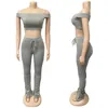 Off Shoulder Summer Two Piece Set Women Festival Clothing Crop Top and Stacked Leggings Set Sexy 2 Piece Club Outfits Wholesale Y0702