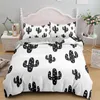 Zestawy pościeli Creative Cactus Duvet Coverls Set Single King Bed Home Textile Microfiber dla dorosłych dzieci z poduszką 2 / 3szt