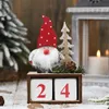 Natal desktop ornament Papai Noel gnomo calendário de madeira advento contagem regressiva decoração da mesa da mesa