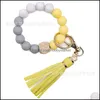 Charm Bracelets Jewelry Womens Tassel Wood Bead Sile Bracelet Key Chain Food Grade Drop Delivery 2021 Y71Nh