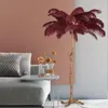 Nordic Luxury Ostrich Feather LED Floor Lamp Copper Brass/Resin Light Art Deco Lamps For Living Room Standing