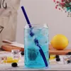 Nordic Style Simple Creative Glass Bottle Large and Small Milk Tumblers Beer Juice Cup Straw Cold Drink Coke RRD11646