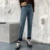 Femmes Retro Harem Pants Jeans Automne Hiver High Wasit plus Velvet Longueur de la cheville Demin Femelle Zipper Femme Volet Chaud Pantalon Lâche 210514