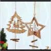 Decoraciones Hogar Festivo Jardín Navidad Madera Estrella de cinco puntas Cuerda Cono de pino Árbol de Navidad Decoración Colgante Colgando Suministros para fiestas D