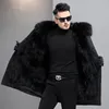 Męska skóra Faux Mens Natural Fur Coat Kurtka Zimowa Mężczyźni Prawdziwy Raccoon Liner Parka Collar Płaszcze Ciepłe Płaszcz My767