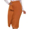 Long Tight Midi Skirt Womens Plus Size Brown Black Solid Color Empire Bodycon Sexy Sheath Office Wear Ladies Party Jupe 210527