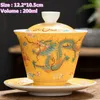 Ceramic Phoenix Gaiwan Porcelain Dragon Tureen Unique tea set for milk oolong Bone china Cover bowl auspicious