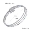 Bracelet de mode classique rond 999 bijoux en argent Sterling trois cercle fille Bracelet complet pour les femmes en gros