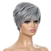 Short Bob Synthetic Wig Grey Color perruques de cheveux humains Simulation Human Remy Hair Wigs For Women WIG-332