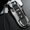 Zinc Alloy Car Key Case Shell Fob Skal för Porsche Boxster Cayman 911 Panamera Cayenne Macan Gift för man med nyckelkedja