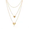 Pendant Necklaces 2021 Simple Fashion Female Clavicle Peach Heart Multi-Layer Neck Chain Necklace Heart-Shaped A1
