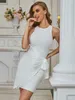 Winter Women Sexy Designer White Bandage Dress Ladies Elegant Bodycon Tank Party Vestido 210527