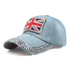 Britische Flagge Baseball -Kappe für Männer Frauen Baumwolle Snapback Hut Unisex Strass -Hip Hip Hop Caps Gorras Casquette