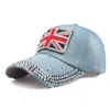 Britse vlag honkbal pet voor mannen vrouwen katoen snapback hoed unisex Rhinestone bling uk hiphop caps gorras casquette